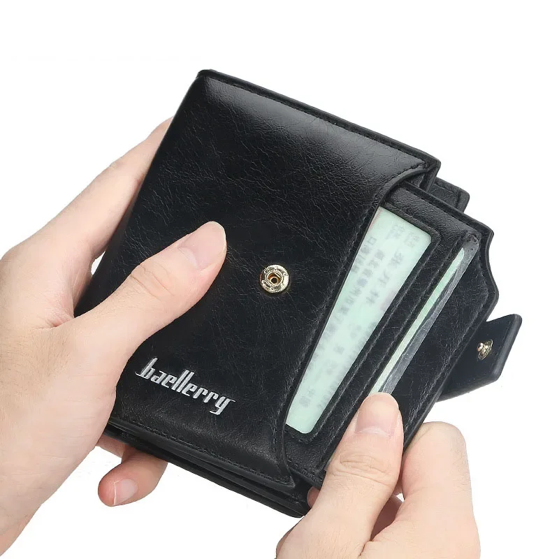 2024 Men Women Coin Purse Wallet PU Leather Zipper Haps Business Card Holder Money Bag Short Wallet Driving License Bag Unisex