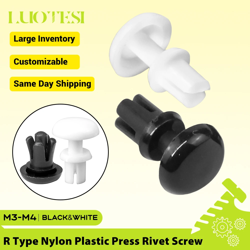 R Type Nylon Plastic Press Expansion Rivet Nut R2024-R6080 Black/White Buckle Clip PC Board Rivet Fastener for Car Body Bumper