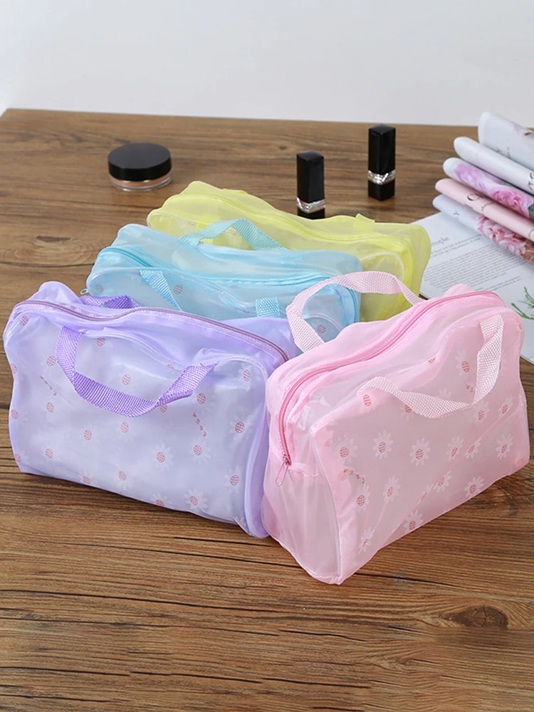 1Pc Waterproof Zipper Beauty Case Travel Toiletry Bags Handbag Cosmetic Bag Clear Makeup Bag For Women Girl