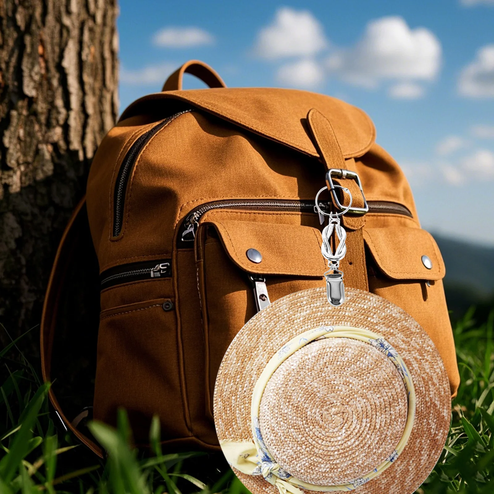 

3Pcs Travel Hat Clip Stylish Vintage Design Multifunctional Windproof Hat Keeper for Backpack Bag Luggage Outdoor Use