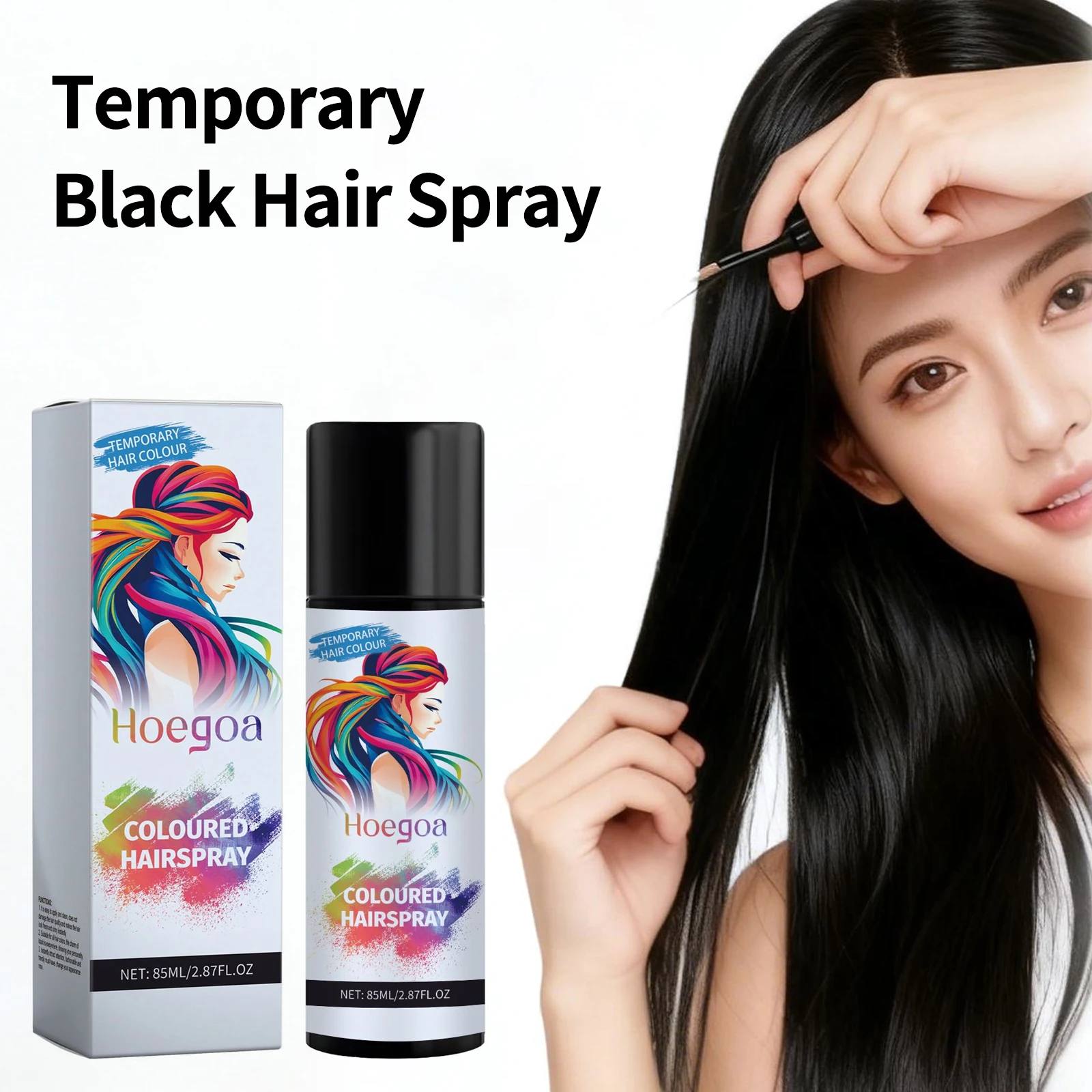

Temporary Hair Dye Spray Fast Remove White Grey Hair Promote Black Hair Coloring Easy to Color Disposable Black Stain Spray 85ml