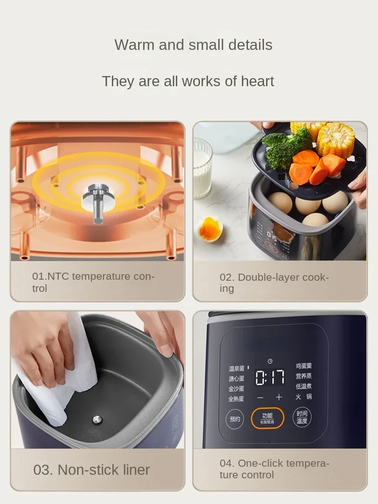 Hervidor de huevos multifuncional para el hogar, vaporera de alimentos de 220V, hervidor de huevos para el desayuno con apagado automático para la cocina