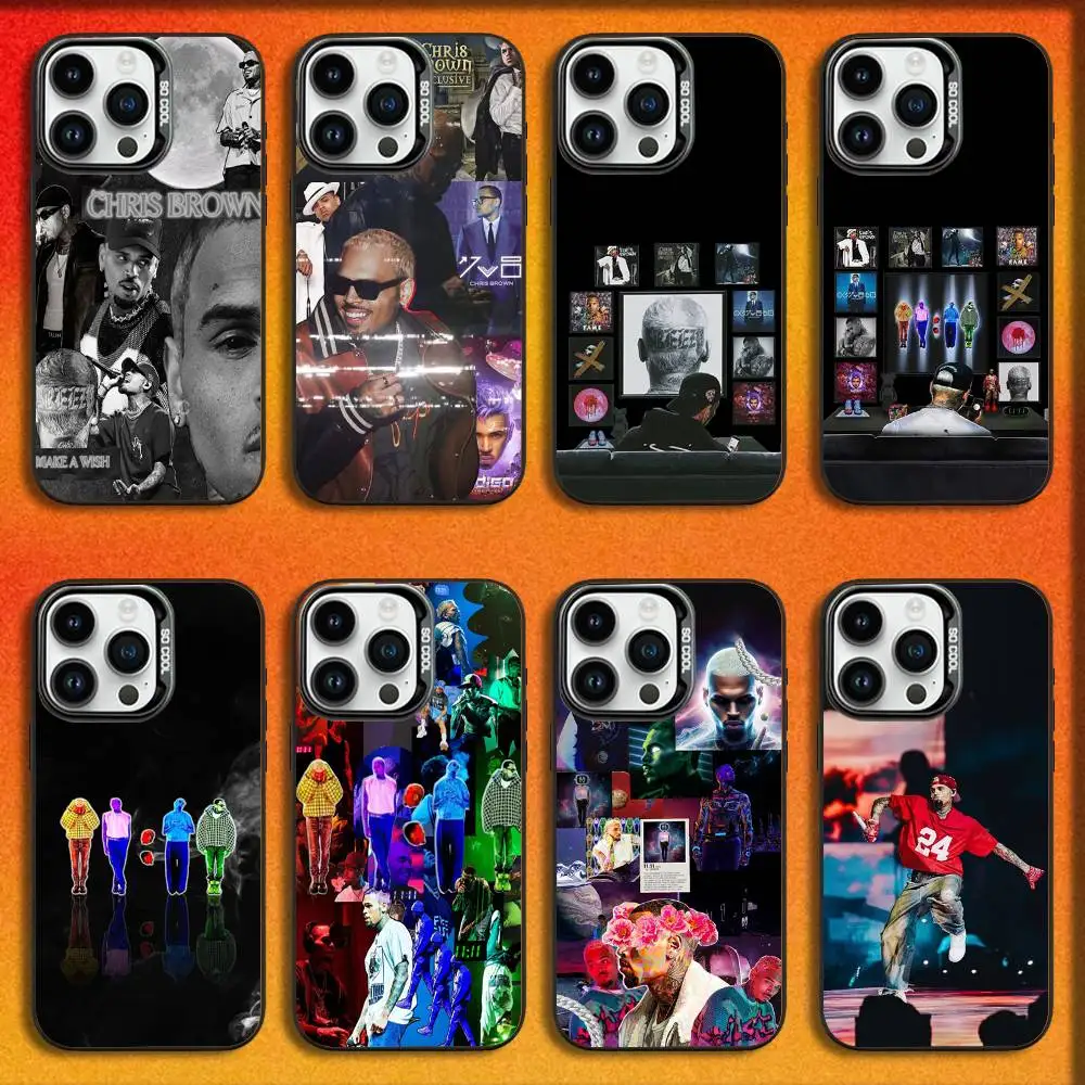 

Singer Dancer C-Chris B-Brown Phone Case For iPhone 16,15,14,13,12,11,Mini,Pro,E,MAX Black Candy Matte Shockproof Cover