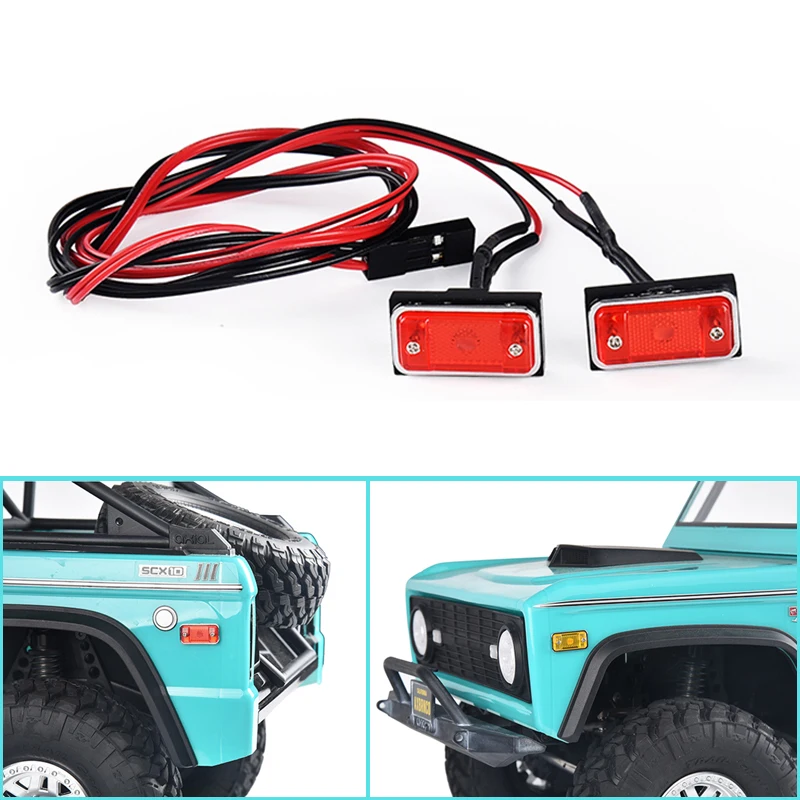 Coche trepador de control remoto LED amarillo rojo rectángulo luces de posición de señal de giro para 1/10 Traxxas TRX4 Defender AXIAL SCX10 II