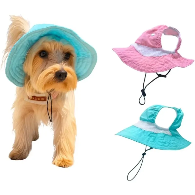 

Dog Outdoor Hat with Ear Hole Round Brim Summer Dog Puppy Cat Suncare Cooling Bucket Hat Sun Protection Pet Caps