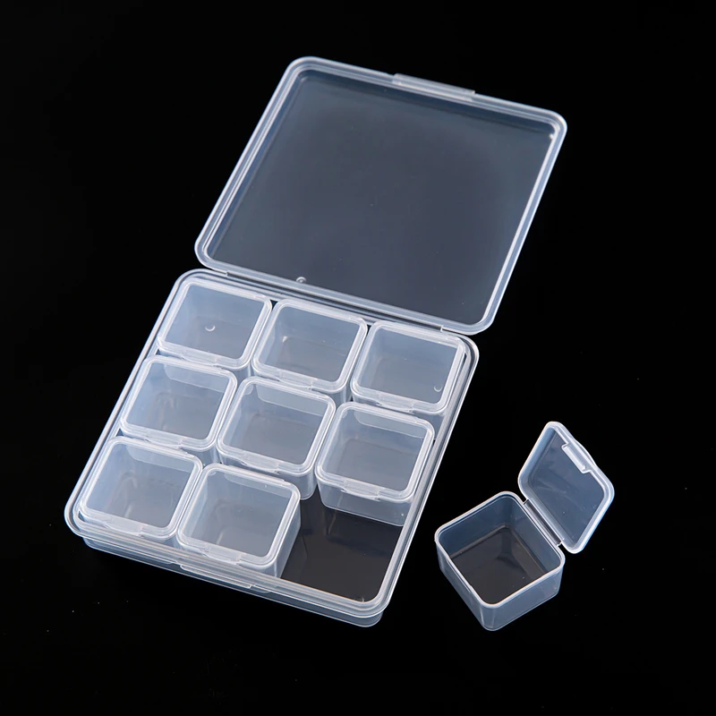 50pcs DIY Diamond Jewelry Storage Box Grids Clear Nail Art Rhinestones Tools Beads Display Storage Case Organizer Box