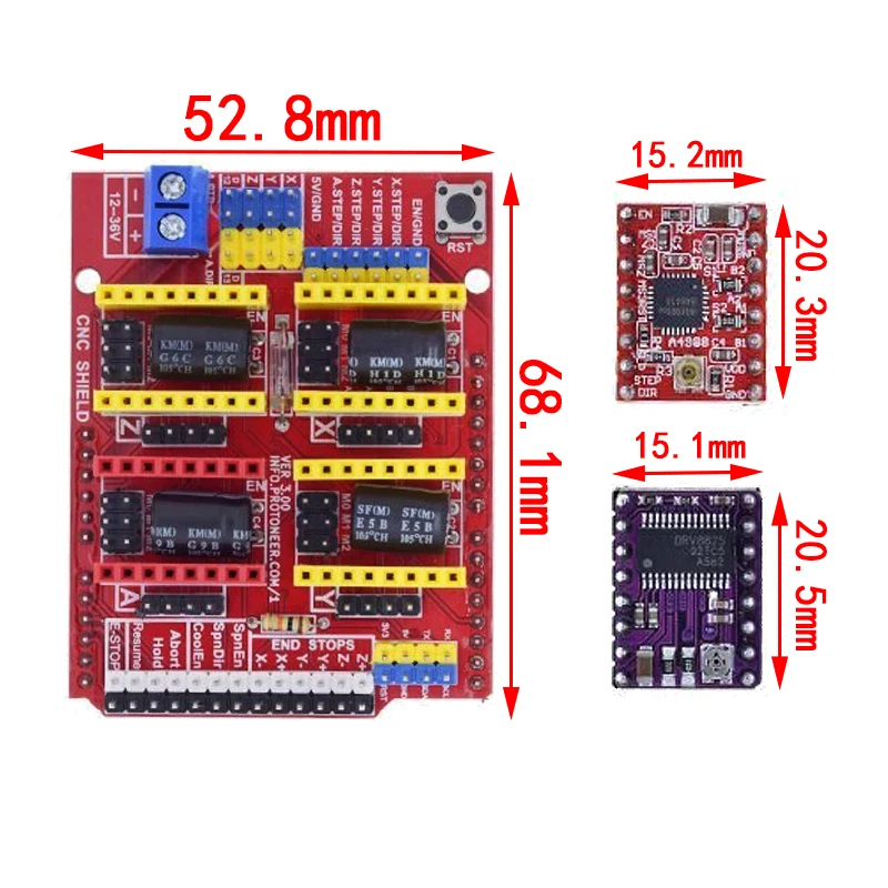 New cnc shield v3 engraving machine / 3D Printer / + 4pcs A4988 / DRV8825 driver expansion board