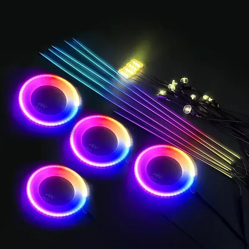 

In stock Universal 18 1 Symphony Full Color LED Ambient Light Strip for Car Interior Acrylic Guide Decoration Atmosphere Lamp