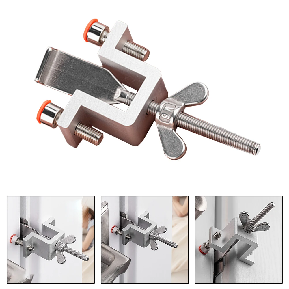 

1pcs Portable Door Lock Dual Nut Adjustment Thickened Body Hotel Door Locks Stainless Steel 4 X 2 X 0.74 Inches Door Lock