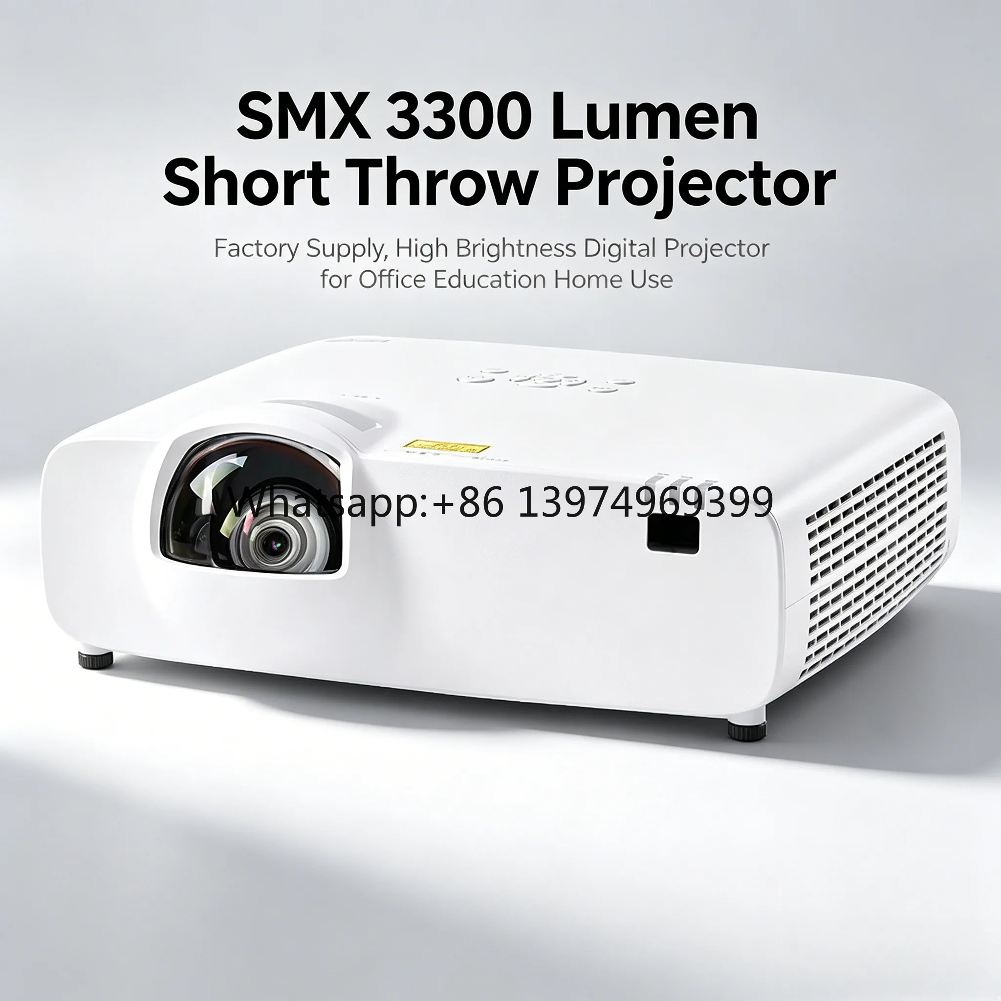SMX 3300 Lumen Short Throw Projector Factory Supply, High Brightness Digital Projector for Office Education Home Use
