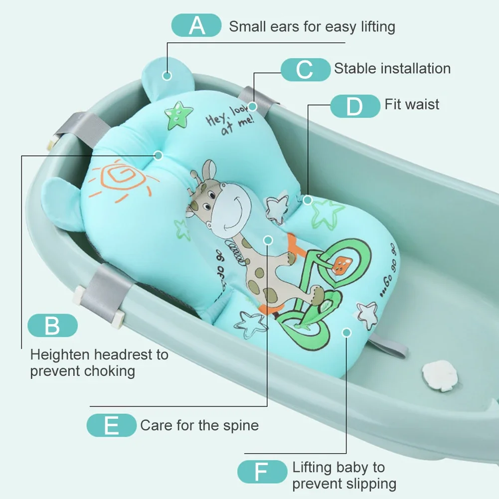 Cute Baby Bath Support Sit Non-Slip Floating Bathing Cushion Pad Mat Soft Bath Pillow Seat Universal for Baby Infant 0-12 Months