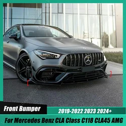 Front Bumper Lip Spoiler Splitter For Mercedes Benz CLA Class C118 CLA45 AMG 2019-2023 2024+ Gloss Black Body Kits Tuning ABS