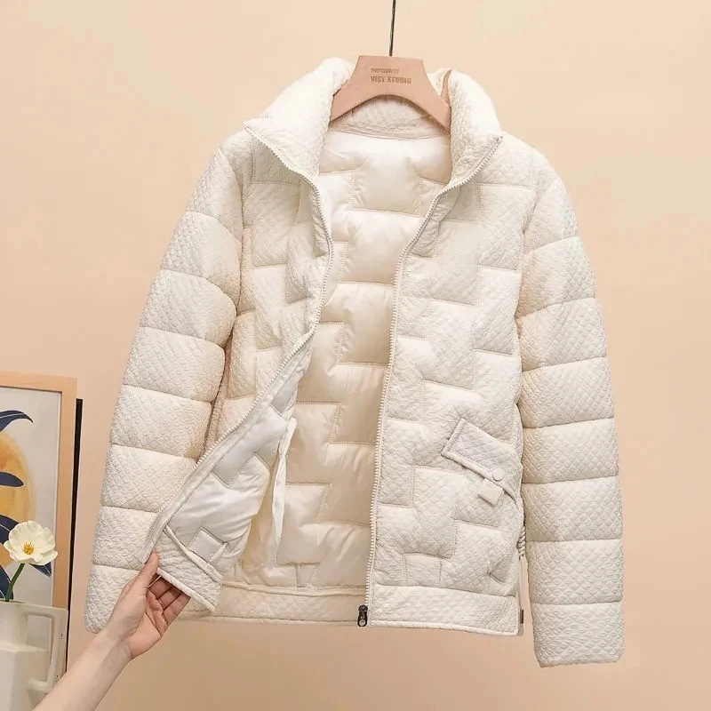 2023 Winter New Black Women Jacket Parkas Down Cotton Jackets Stand Collar Casual Warm Parka Snow Wear Coat Beige Outwear Female