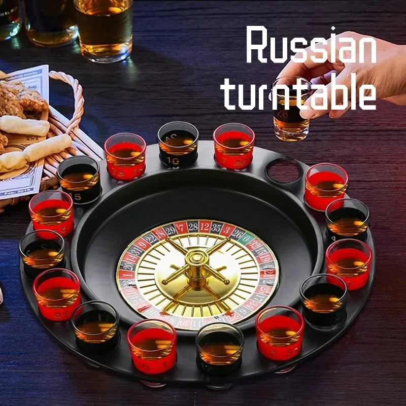 Bar Russian Turntable Game Can Hold 16 Glasses Party Game Wine Glass Casino Roulette Game Party Entertainment Accessories