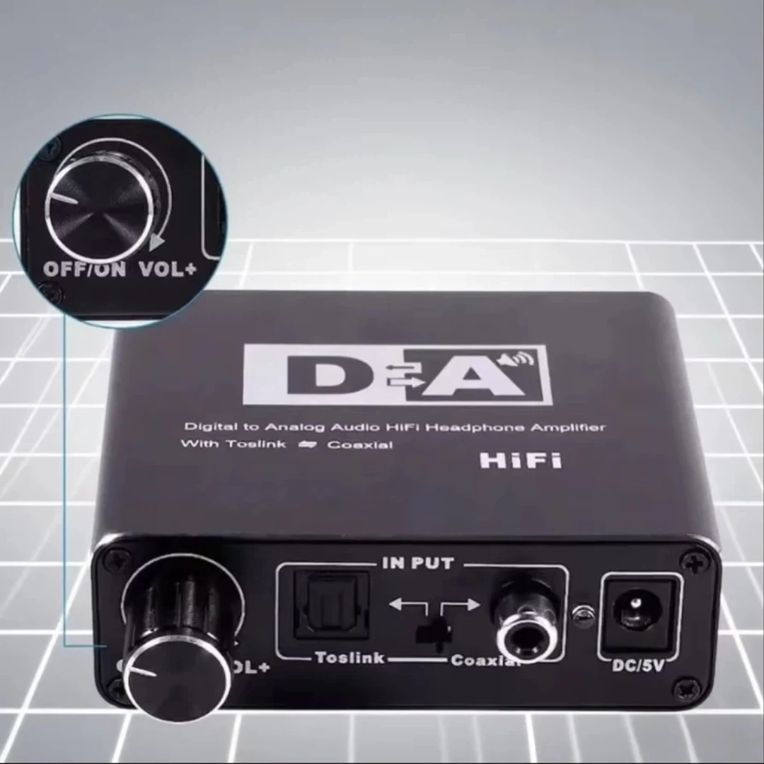 Conversor de áudio digital para analógico, decodificador dac 32-192khz amp 3.5mm aux 2rca amplificador áudio toslink saída coaxial óptica