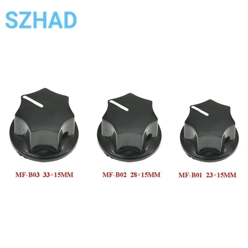 10PCS / LOT Bakelite Knob MF-B01 MF-B02 MF-B03 Hexagonal Potentiometer Band Switch Cap Inner Hole 6MM