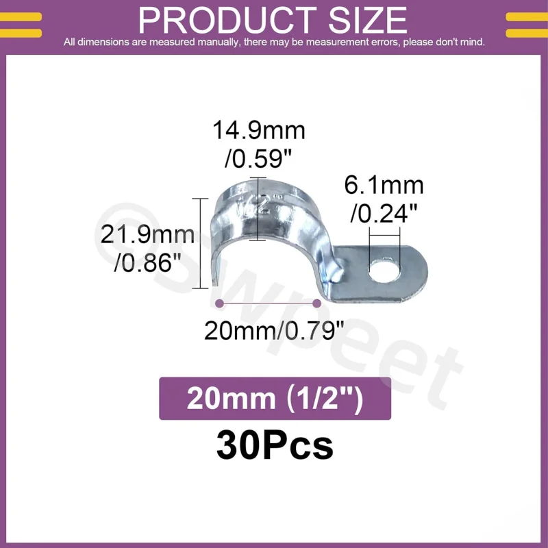 30 قطعة 3/4 (20 مللي متر) طقم حزام أنبوب EMT مطلي بالزنك بفتحة واحدة، مشبك أنبوبي على شكل حرف U 1 #2