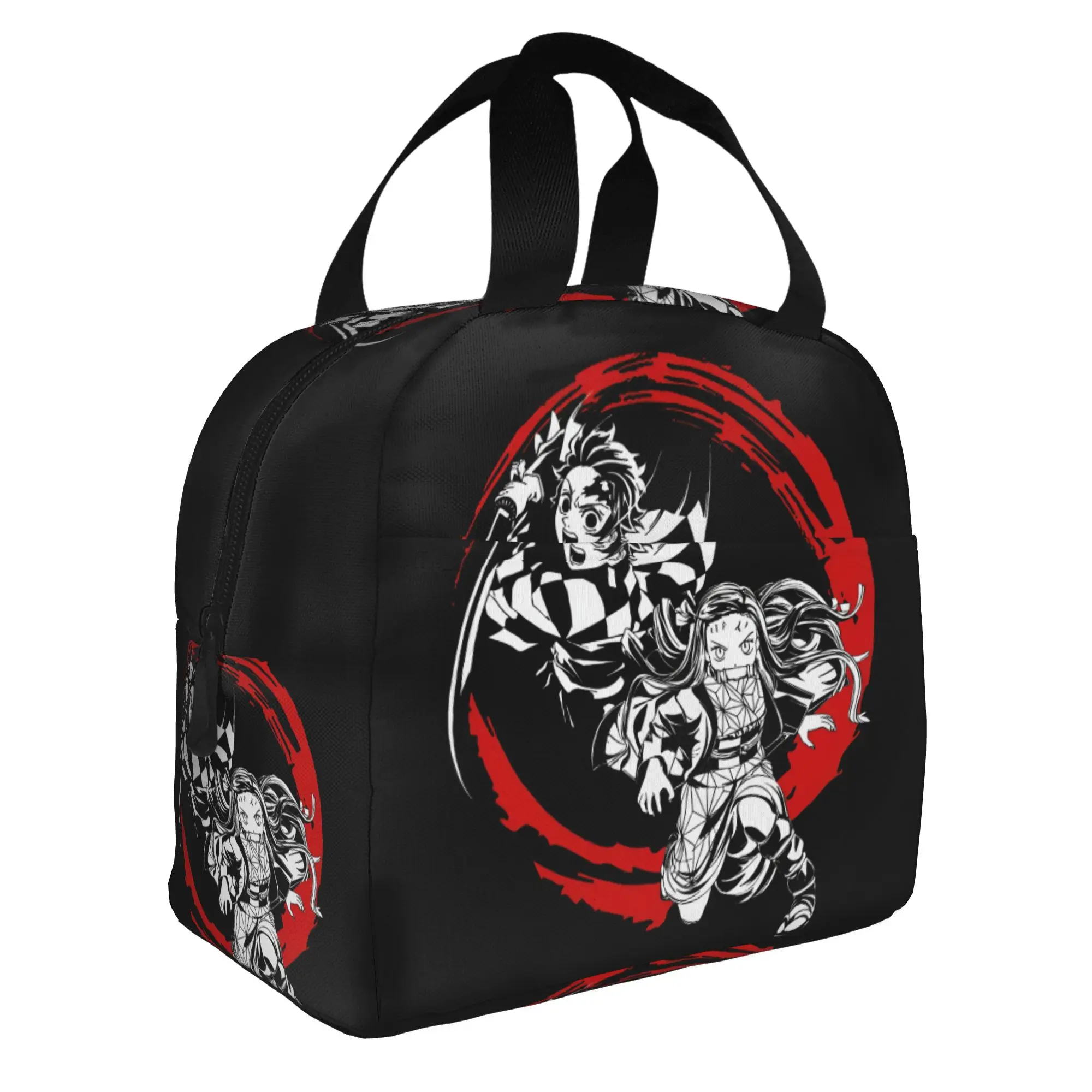 D-Demons Slayers Insulated Lunch Bag for Outdoor Picnic Unique Anime Cartoon Comic Leakproof Thermal Cooler Lunch Box Women Men view 2