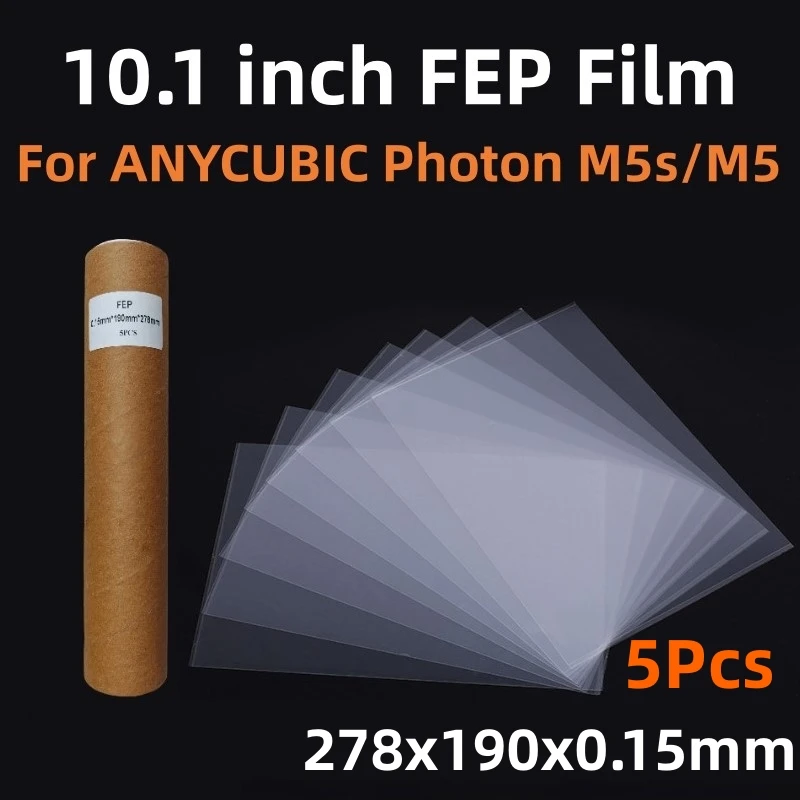 5 Stuks FEP-Film 10,1 Inch 278x190x0,15mm Voor ANYCUBIC Photon Mono M5s M5 M5s Pro M7 M7 Pro UV-hars 3D-printers FEP-Lossingsfilms