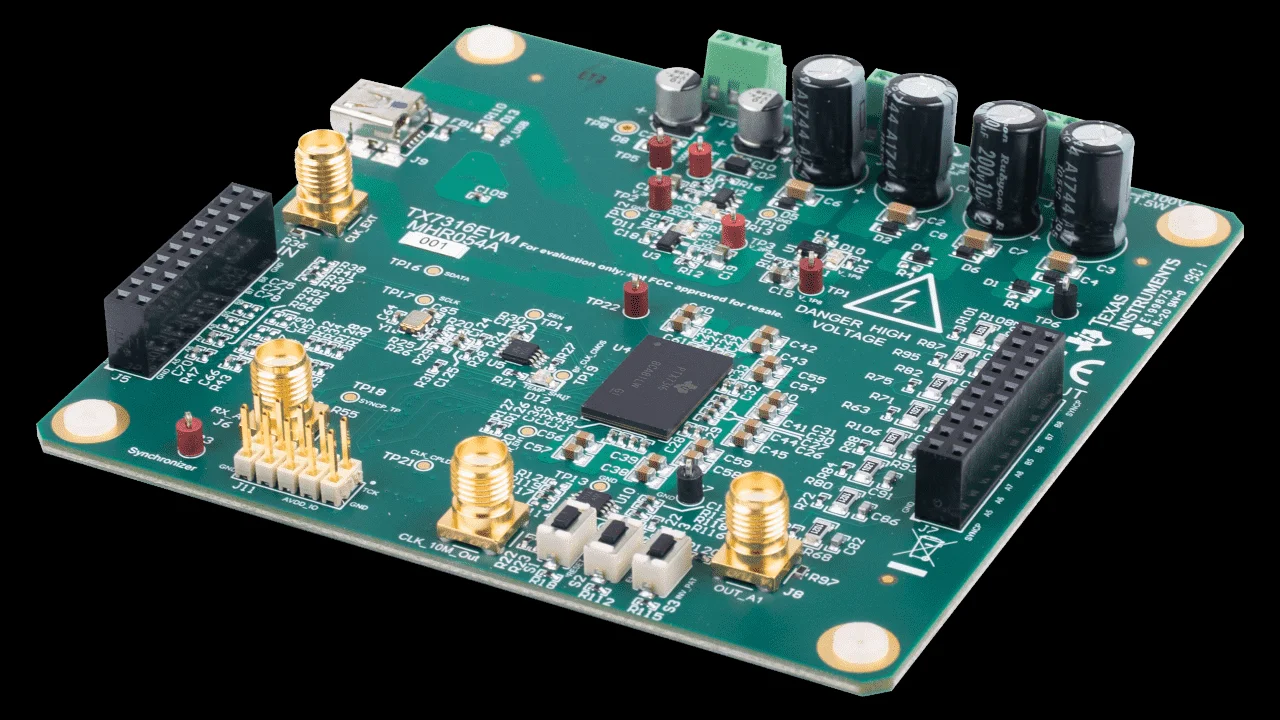 Texas Instruments TX7316EVM RF Development Tools TX7316 16-kanaals 3-niveau of 8-kanaals 5-niveau zender evaluatiemodule