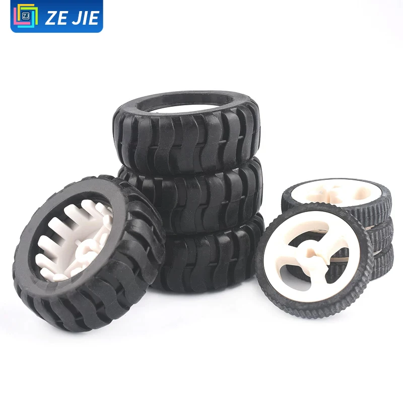 D‑Shaft Rubber Tire Wheel, 34/43MM, Robot Accessory, Tracking Car Model Wheel for N20 Gear Reduction Motor