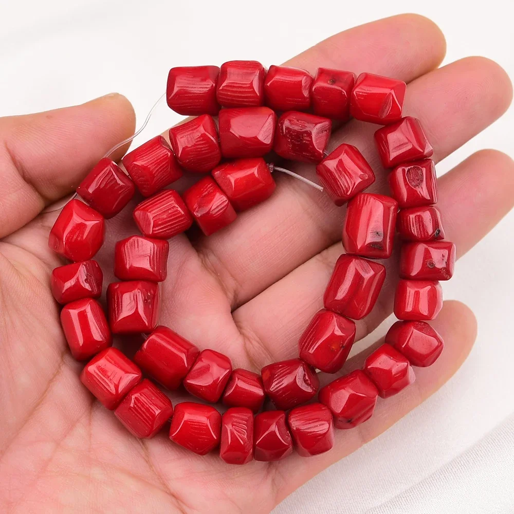 Natural Freedom Irregular Wheel Red Coral Gems Stone Loose Beads 15.5'' Strands  Making