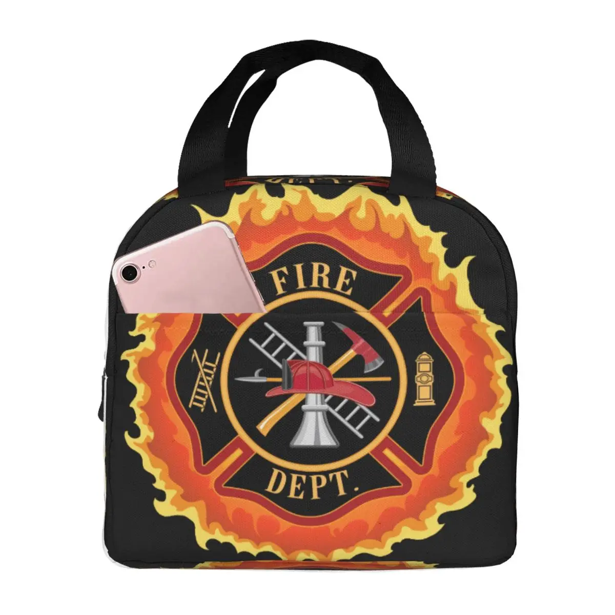 Fire Rescue Firefighter Resuable Lunch Boxes Women Leakproof Cooler Thermal Food Insulated Lunch Bag For Travel Work