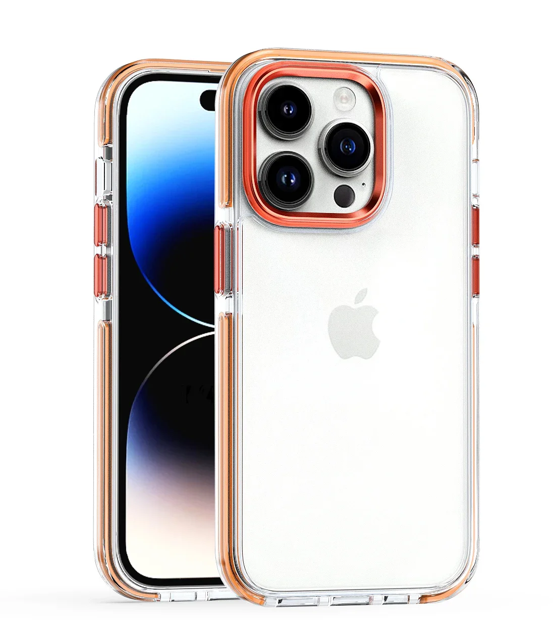 for apple iphone15 14 13 12 11promaxpuls Transparent TPU Soft and Hard Combination Shock Cover - Color Metal Frame Design APPLE