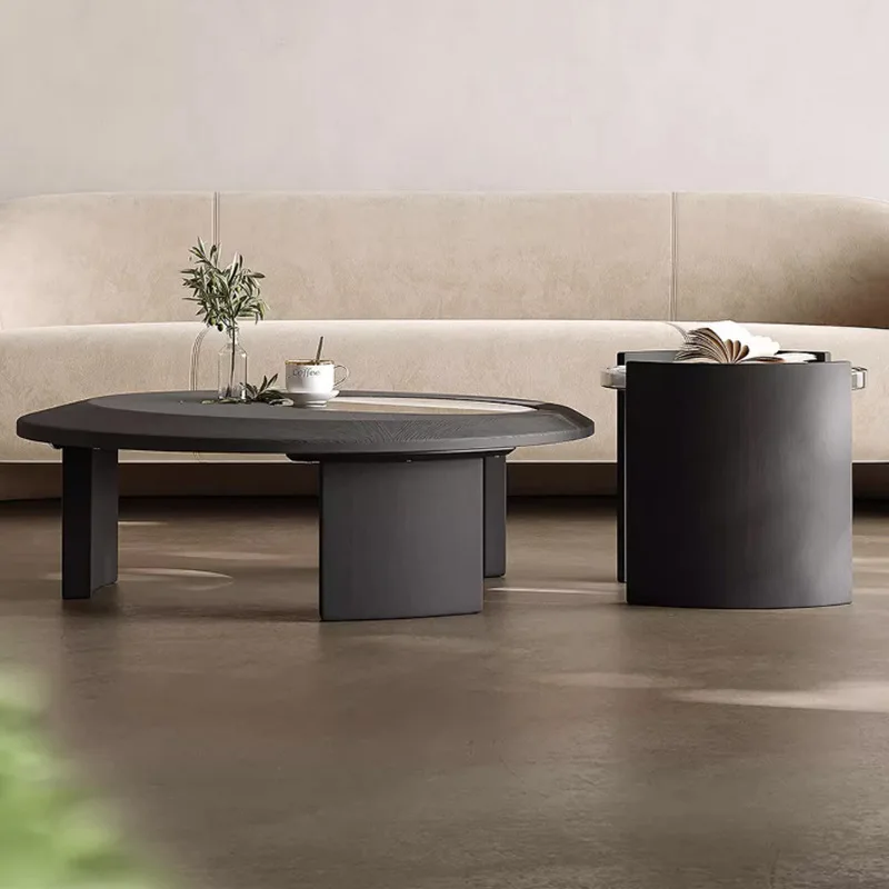 

Итальянский минималистичный журнальный столик, каменная пластина и стекло, элитный журнальный столик для гостиной, художественный центр, мебель для дома FYCT