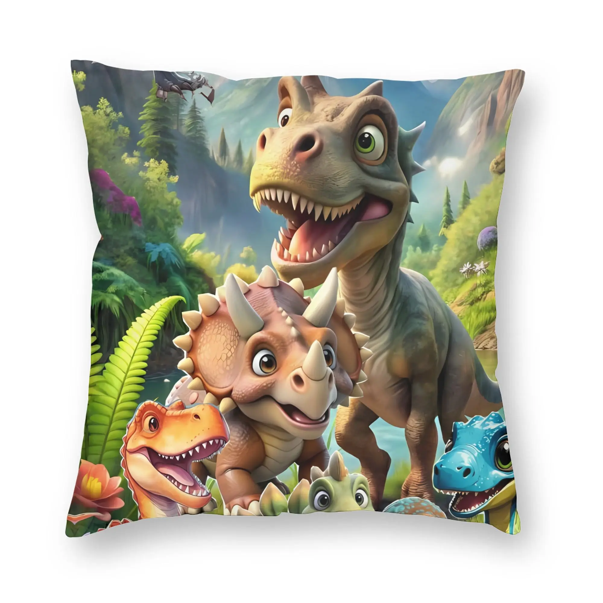 Jurassic Dino World Park Pillow Case  Print Pillow Cover For Sofa Couch Bed Living Room Funny Cushion Cover