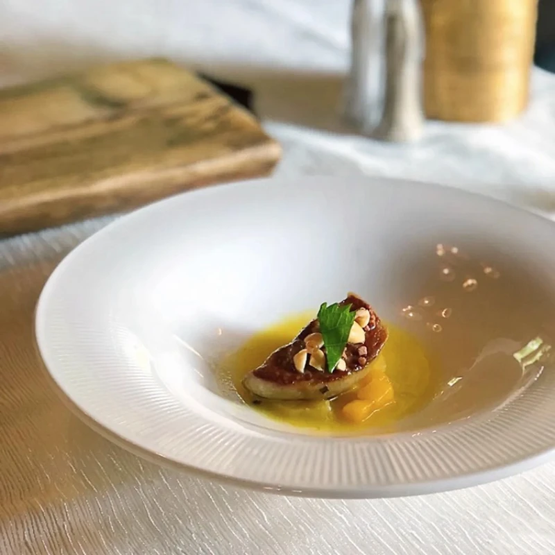 Water Ripple Ceramic Plate Thick Soup Plate Dessert Plate Pasta Dish Straw Hat Plates Molecular Cuisine Restaurant Tableware