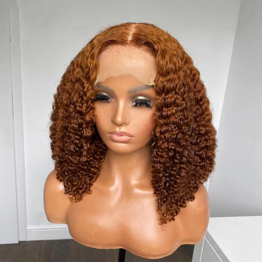 

Long Soft 24'' Honey Blonde Kinky Curly 23A Grade 13*4Lace Front Wig For Black Women BabyHair European Human Hair Jewish Wig