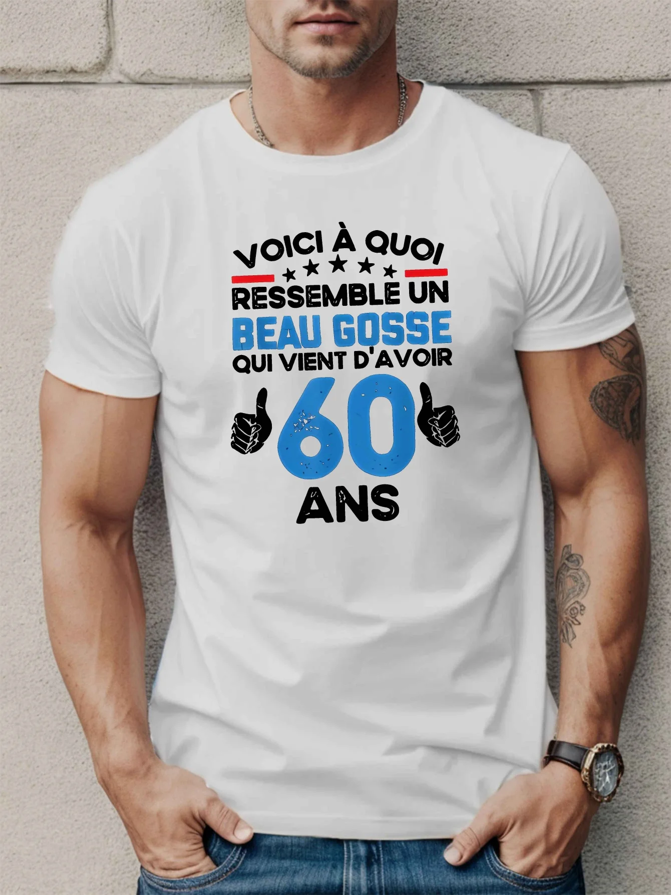

Graphic T-Shirt Fun French Men's Short Sleeve T-Shirt, Round Neck Summer Tee Shirt for Male Unisex Streetwear Tops Pullovers