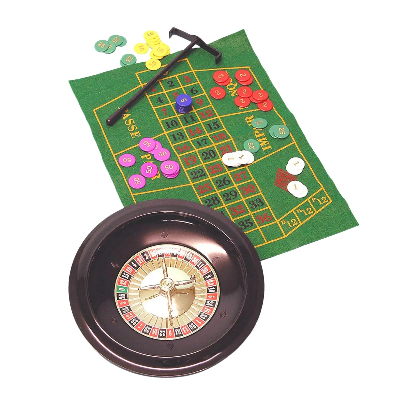 10 Inches Roulette Wheel with 100 Chips and Table Mat for Gathering Adult