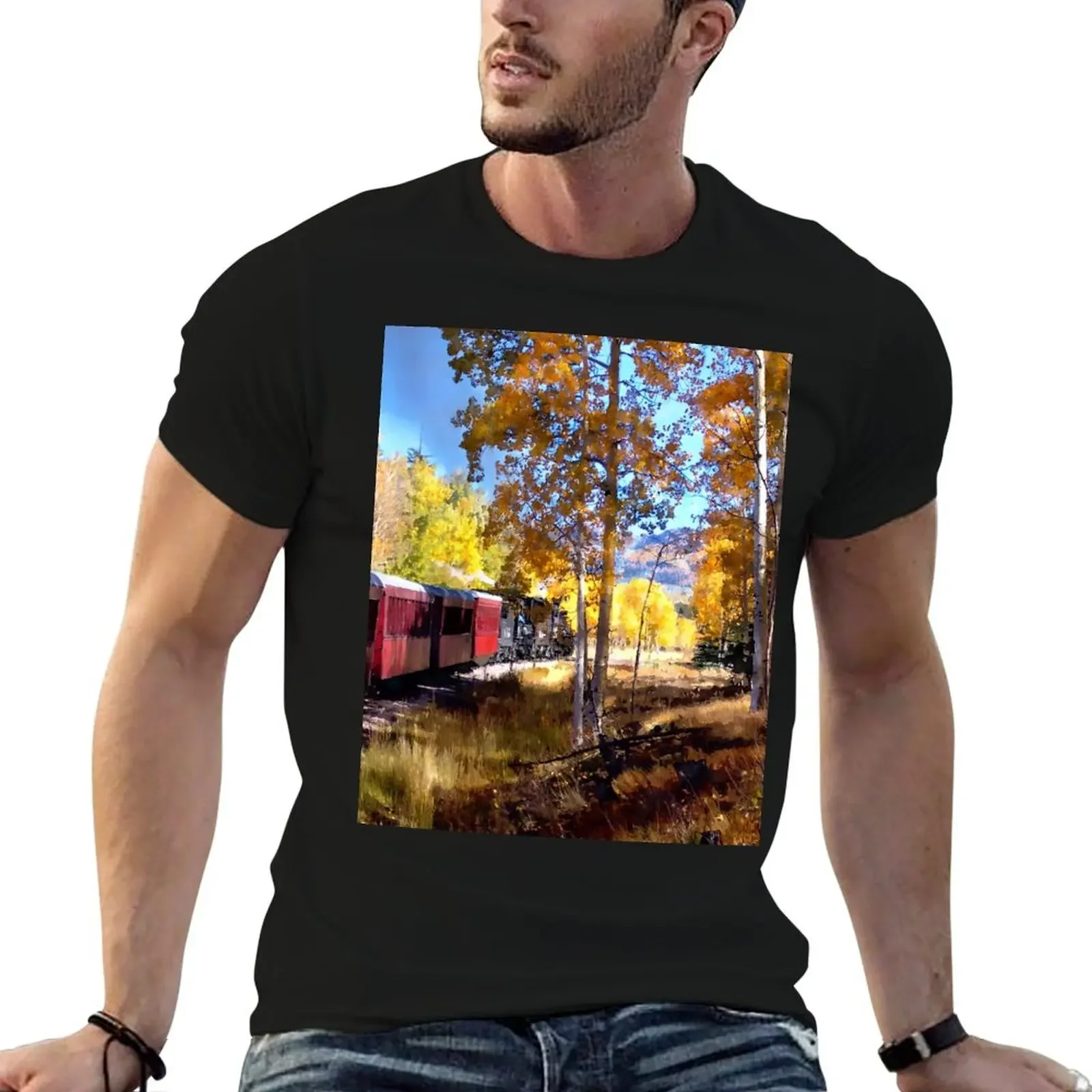 

Fall train ride T-Shirt Louboutins graphic shirts plus size men clothing