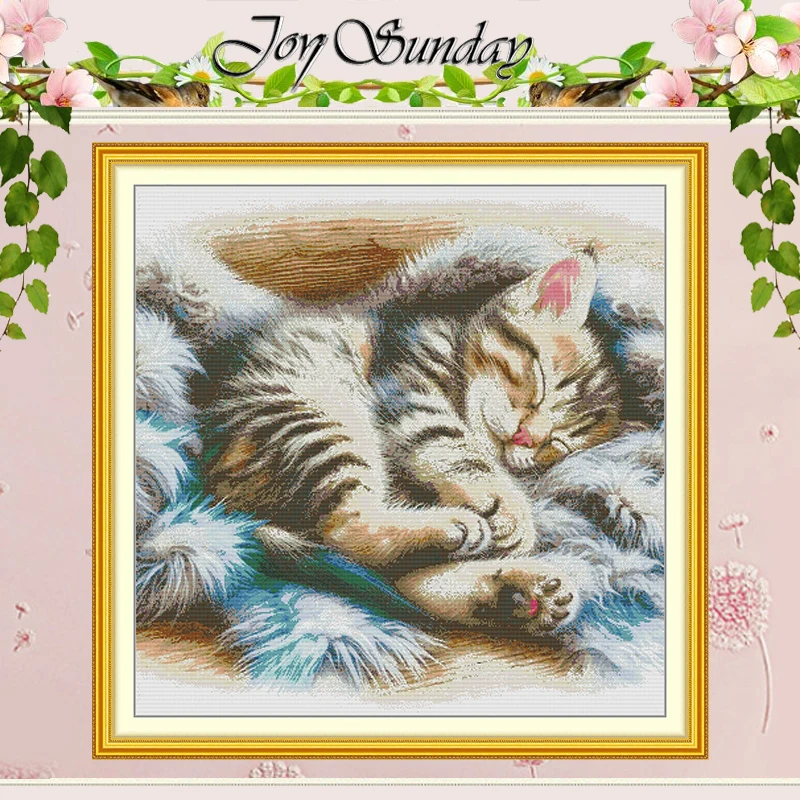 

Sleeping Cat Patterns Counted Cross Stitch Set DIY 11CT 14CT 16CT HD Stamped DMC Cross-stitch Kit Embroidery Needlework Crafts