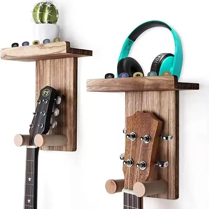 Holz Gitarre Wand Aufhänger Amerikanischen Stil Ukulele Haken Wohnzimmer Display Regal Chinesische Erhu Instrument Halter Massivholz Wand