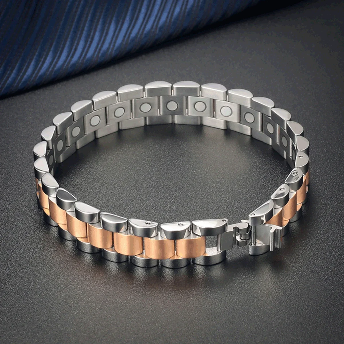 ARADOO Titanium Steel Magnetic Therapy Bracelet Korean Stainless Steel Germanium Link Bracelets