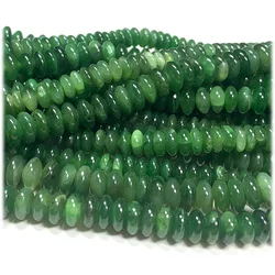 Veemake Natural Dark Green Jade Rodelle Loose Gemstone Stone Beads Jewelry Design Necklace Bracelets 08242