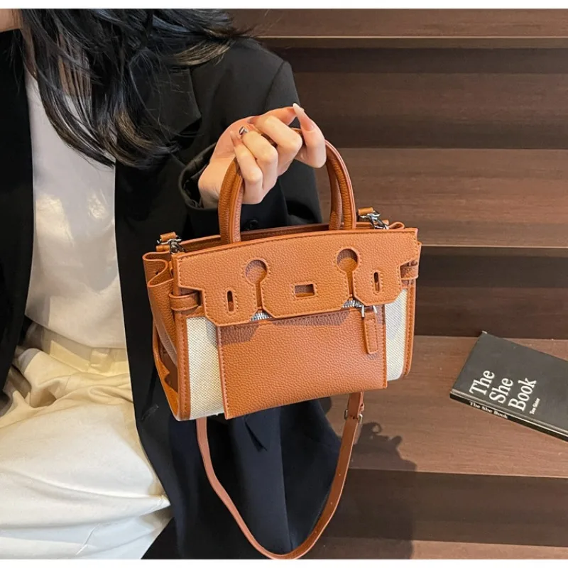 

2025 Vintage Patchwork Tote Bag - Crossbody/Shoulder/Handheld Multi-Way, Large Capacity Retro Mix-Color Purse for Women