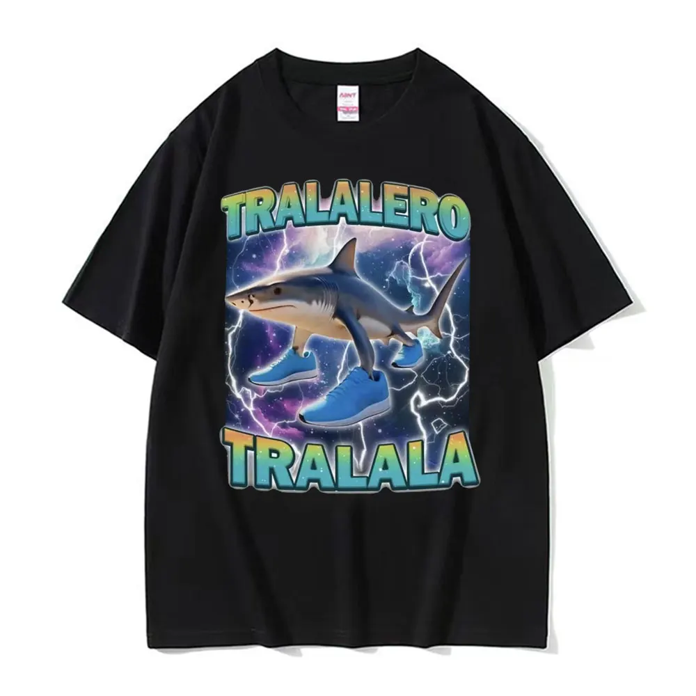 

Tralalero Tralala Funny Running Shark Meme T-shirts for Men Summer Fashion Trend T Shirt Unisex Gothic Oversized Comfort T-shirt