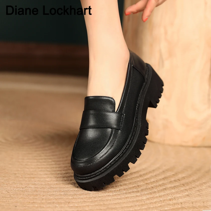 

Туфли-Лоферы женские на платформе, классические, оксфорды, круглый носок, удобные, без застежки, повседневная обувь на плоской подошве