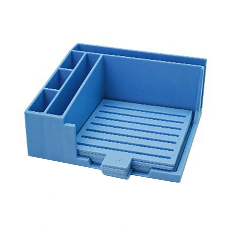 Office Note Holder Square Plastic Note Holder with 5 Templates Desk Organizer Mobile Phone Stand Portable Pad Holder for Office