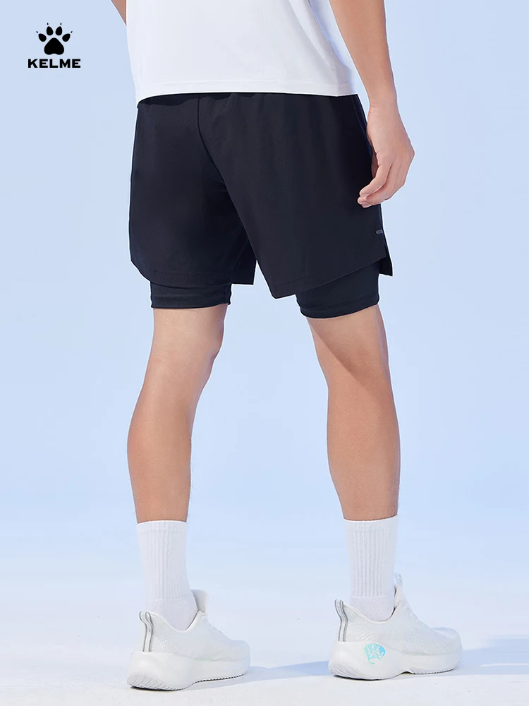 Kelme Training Running pantaloncini sportivi da uomo 2024 Summer Fitness collant finti pantaloni intrecciati a due pezzi per protezione traspirante