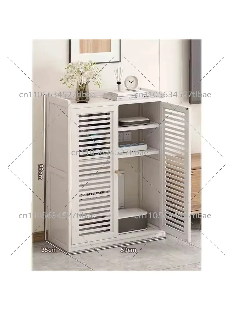 Wireless WiFi Router Storage Cabinet with Power Strip & Cable Organizer - Floor Standing Router Box for Home and Office