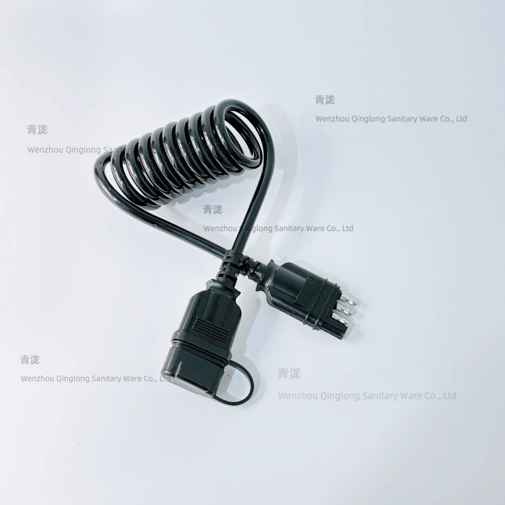 

Flexible Coil Cable Connector for Trailer 4-Pin Flat Harness 5ft Waterproof Cover