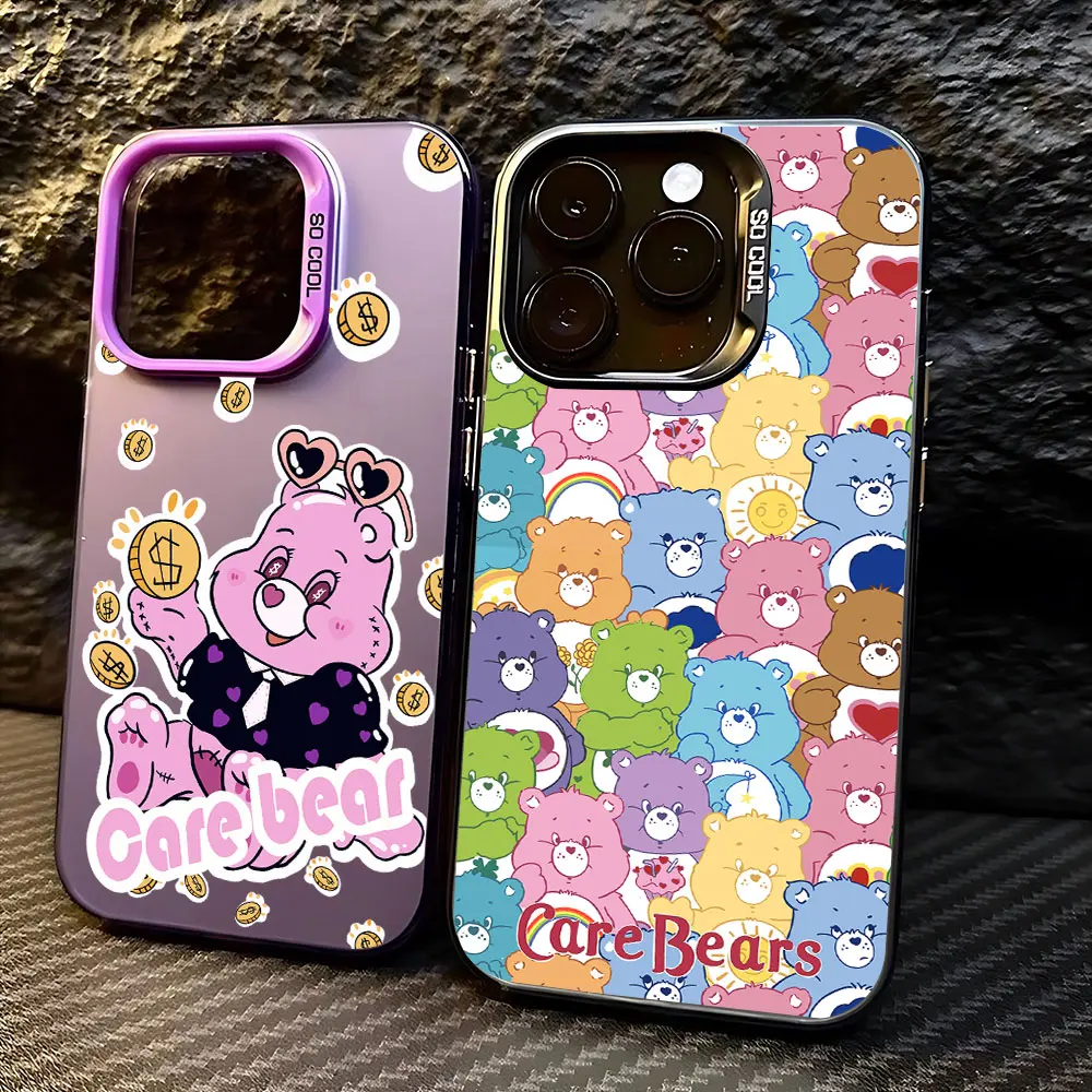 Cartoon Care Cute Hot Bears Phone Case For iPhone 15 14 13 12 11 Pro Max X XR XSMAX 8 7 Plus Candy Matte Shockproof Back Cover