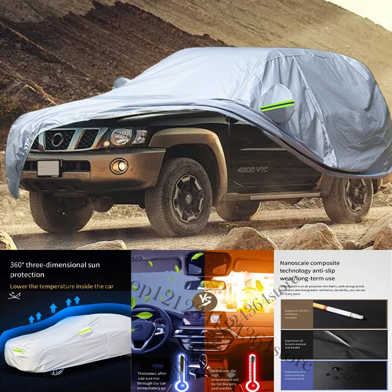 Full Car Cover Compatible with Nissan Patrol Safari Y61 Hardtop All-Weather Sun Rain UV Dust Proof Rain Outdoor Indoor Protect