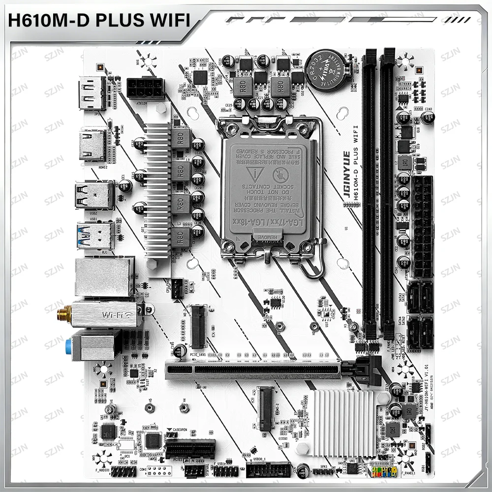 Tarjeta Madre JGINYUE H610M, Socket LGA1700, WIFI Integrado, Compatible con CPU Intel de 12.ª/13.ª/14.ª Generación, DDR4 de Doble Canal, para Juegos de PC