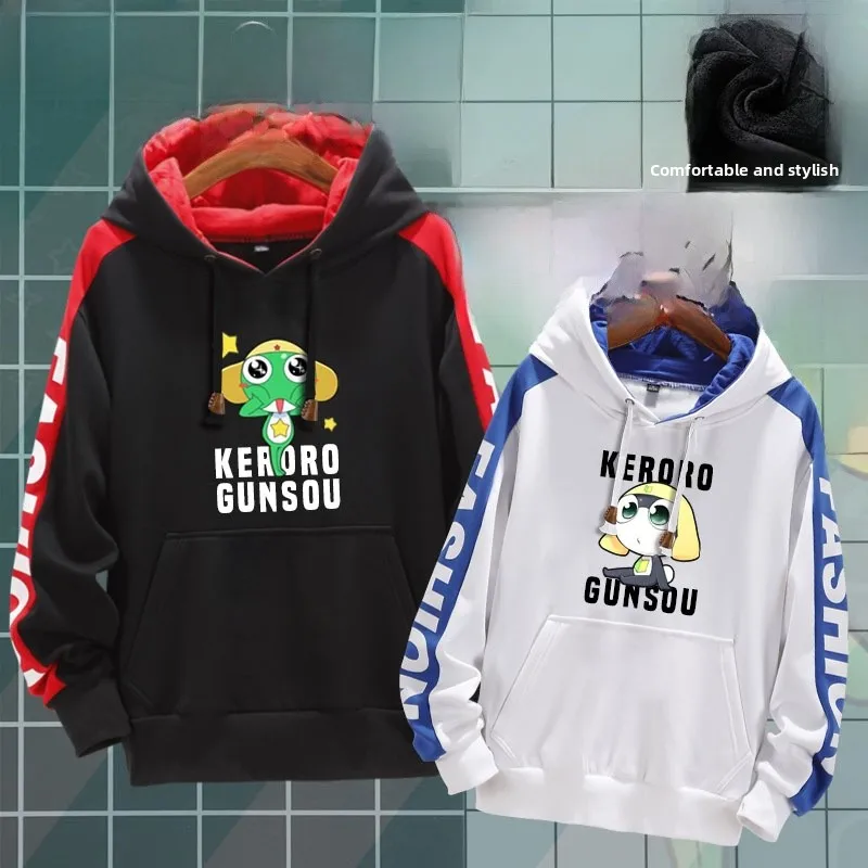 

Толстовка с капюшоном Keroro в стиле аниме, на флисовой подкладке, молодежная, модная, зимняя, повседневная, из смесового полиэстера, хлопка и спандекса